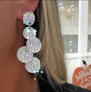 Crystal Rhinestone Bubble Dangle Earrings